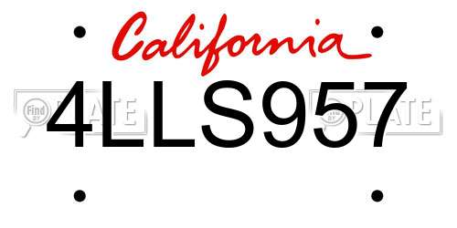 4LLS957 California License Plate