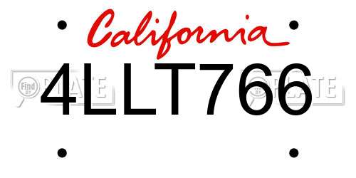 4LLT766 California License Plate