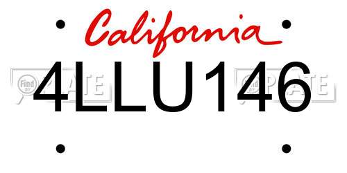 4LLU146 California License Plate