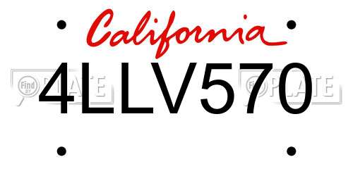 4LLV570 California License Plate