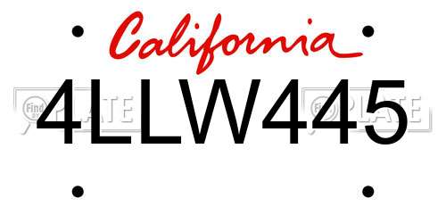 4LLW445 California License Plate
