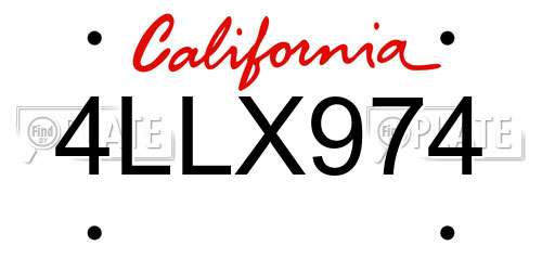 4LLX974 California License Plate