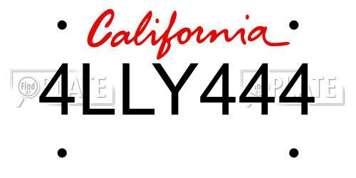 4LLY444 California License Plate