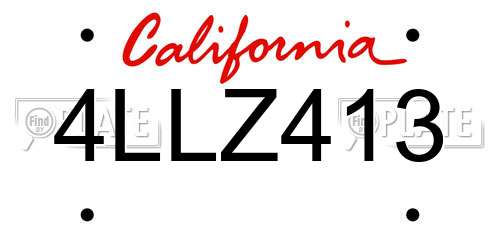 4LLZ413 California License Plate