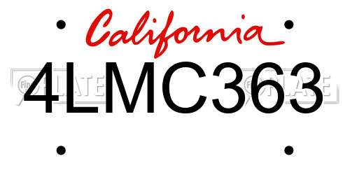 4LMC363 California License Plate