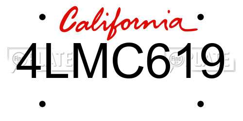 4LMC619 California License Plate