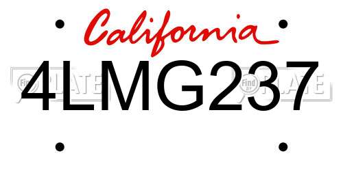 4LMG237 California License Plate