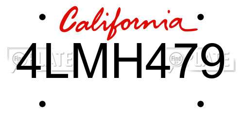 4LMH479 California License Plate