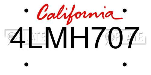 4LMH707 California License Plate