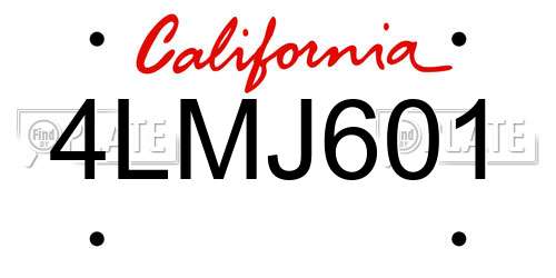 4LMJ601 California License Plate