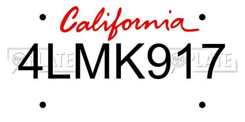 4LMK917 California License Plate