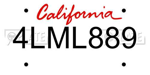 4LML889 California License Plate
