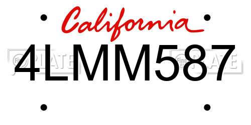4LMM587 California License Plate