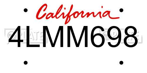 4LMM698 California License Plate