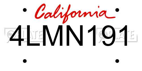 4LMN191 California License Plate