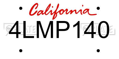 4LMP140 California License Plate
