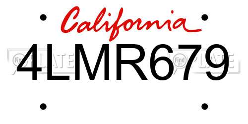 4LMR679 California License Plate