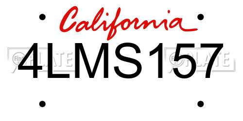 4LMS157 California License Plate