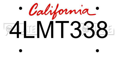 4LMT338 California License Plate