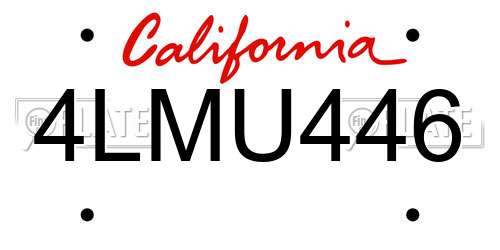 4LMU446 California License Plate