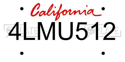 4LMU512 California License Plate