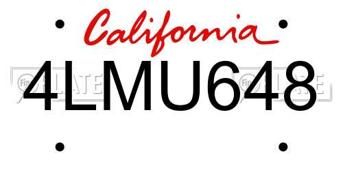 4LMU648 California License Plate