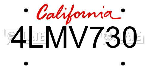 4LMV730 California License Plate