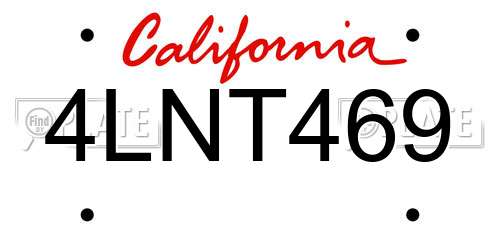 4LNT469 California License Plate