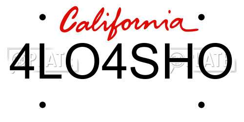 4LO4SHO California License Plate