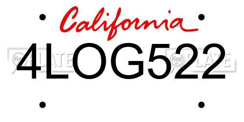 4LOG522 California License Plate