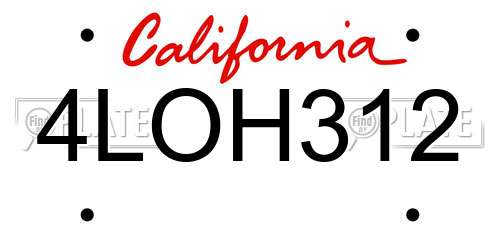 4LOH312 California License Plate