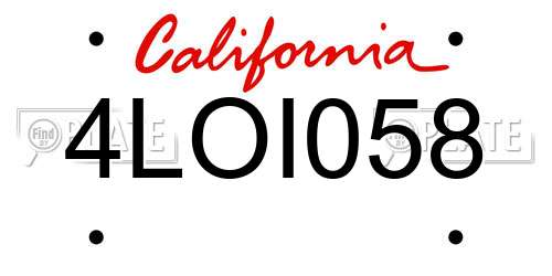 4LOI058 California License Plate