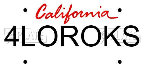 4LOROKS California License Plate