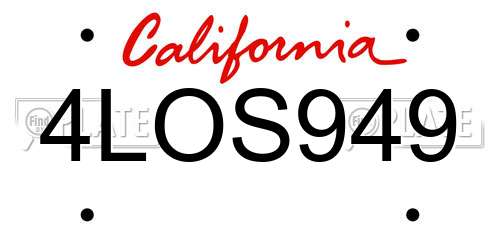 4LOS949 California License Plate