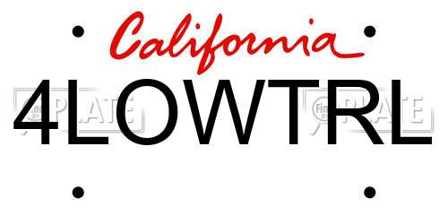 4LOWTRL California License Plate