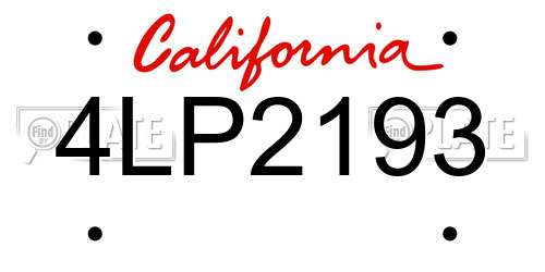 4LP2193 California License Plate