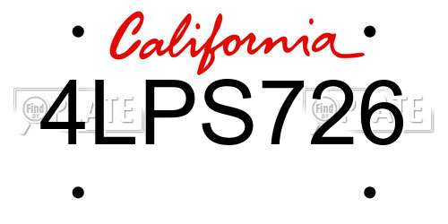 4LPS726 California License Plate