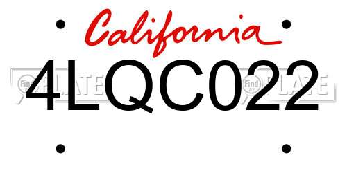 4LQC022 California License Plate