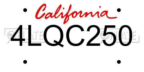 4LQC250 California License Plate