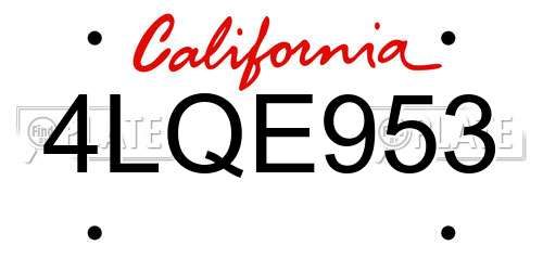 4LQE953 California License Plate
