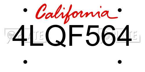 4LQF564 California License Plate