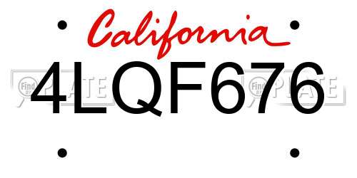 4LQF676 California License Plate