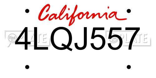 4LQJ557 California License Plate