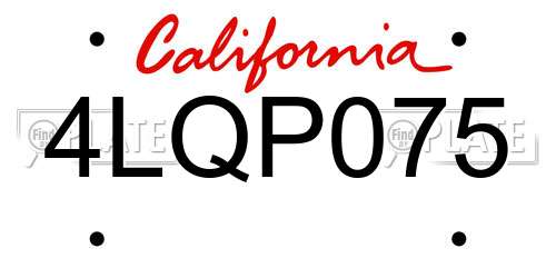 4LQP075 California License Plate
