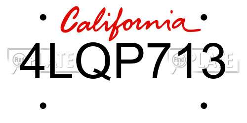 4LQP713 California License Plate
