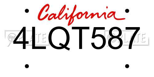 4LQT587 California License Plate