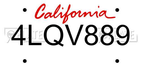4LQV889 California License Plate
