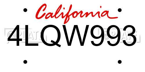 4LQW993 California License Plate