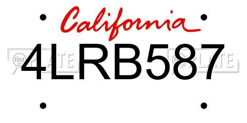 4LRB587 California License Plate