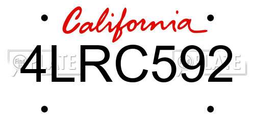 4LRC592 California License Plate